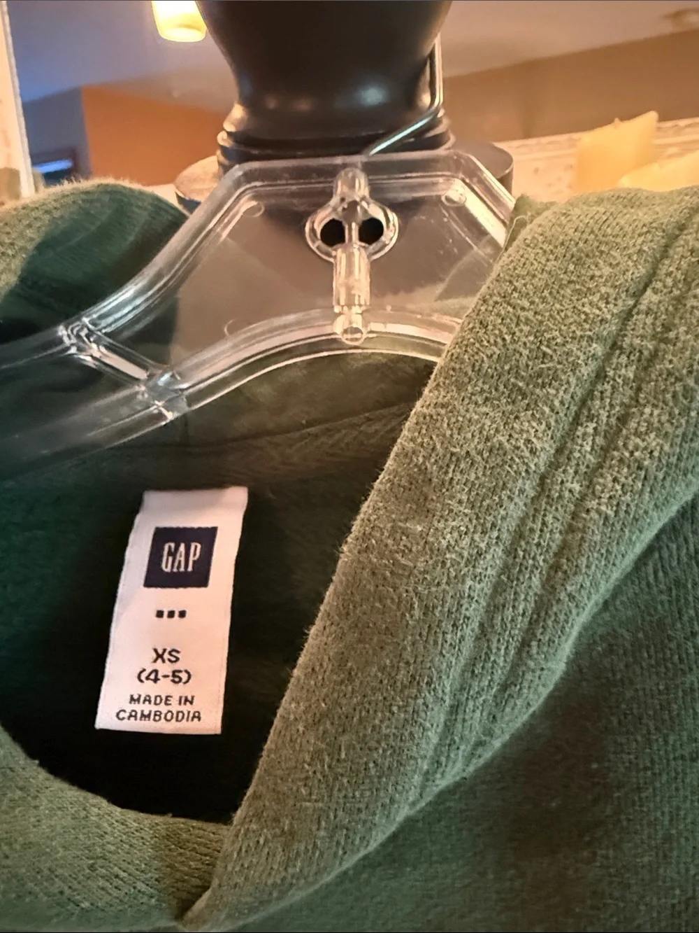 GAP Kids Dark Green Pullover Hoodie with Navy Logo